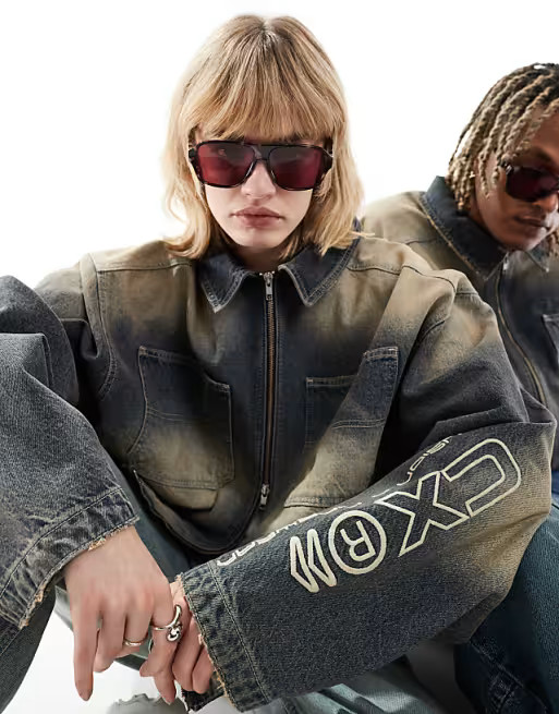 Reclaimed Vintage unisex aviator sunglasses with pink lens | ASOS (Global)