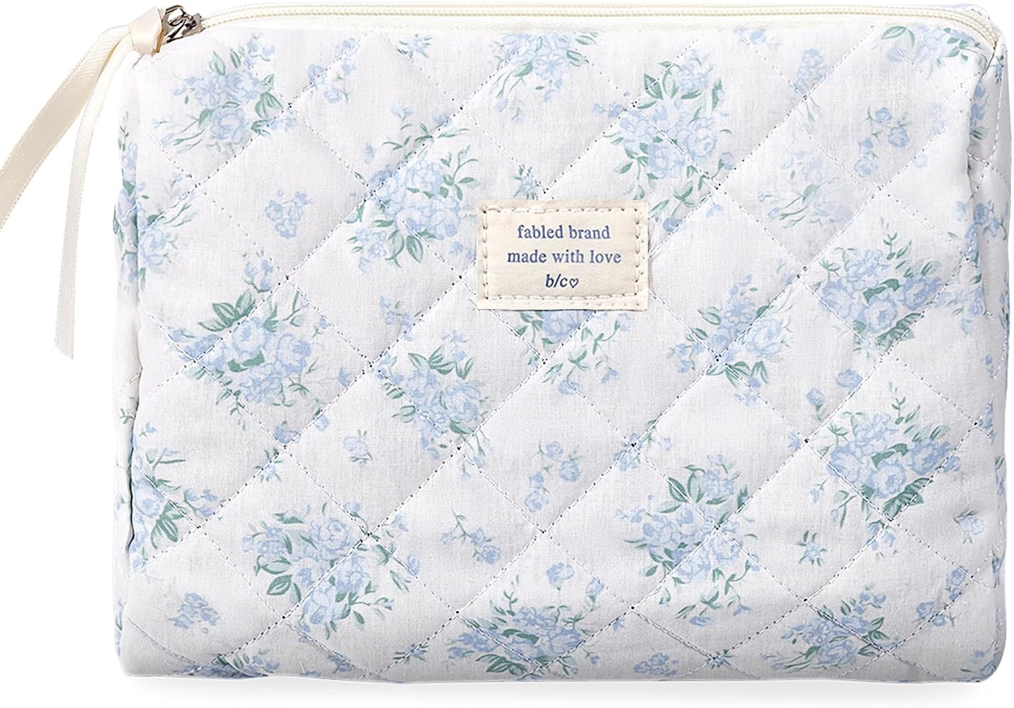 Makeup Bag Large Travel Quilted Cosmetic Makeup Bag Organizer, Floral Cotton Coquette Aesthetic T... | Amazon (US)
