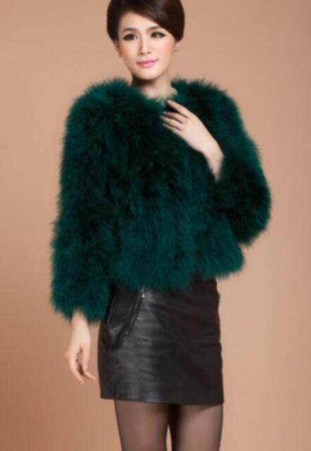 womens fashion top luxury coats outwear faux grade ostrich feather fur jacket XL | eBay | eBay US