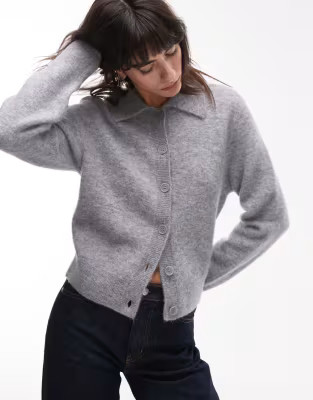 & Other Stories alpaca wool blend cardigan with collar in grey | ASOS (Global)
