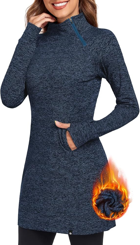 Soneven Women's Fleece Dress Running Thermal Sweatshirts Dresses Winter Skiing Athletic Pullover ... | Amazon (US)