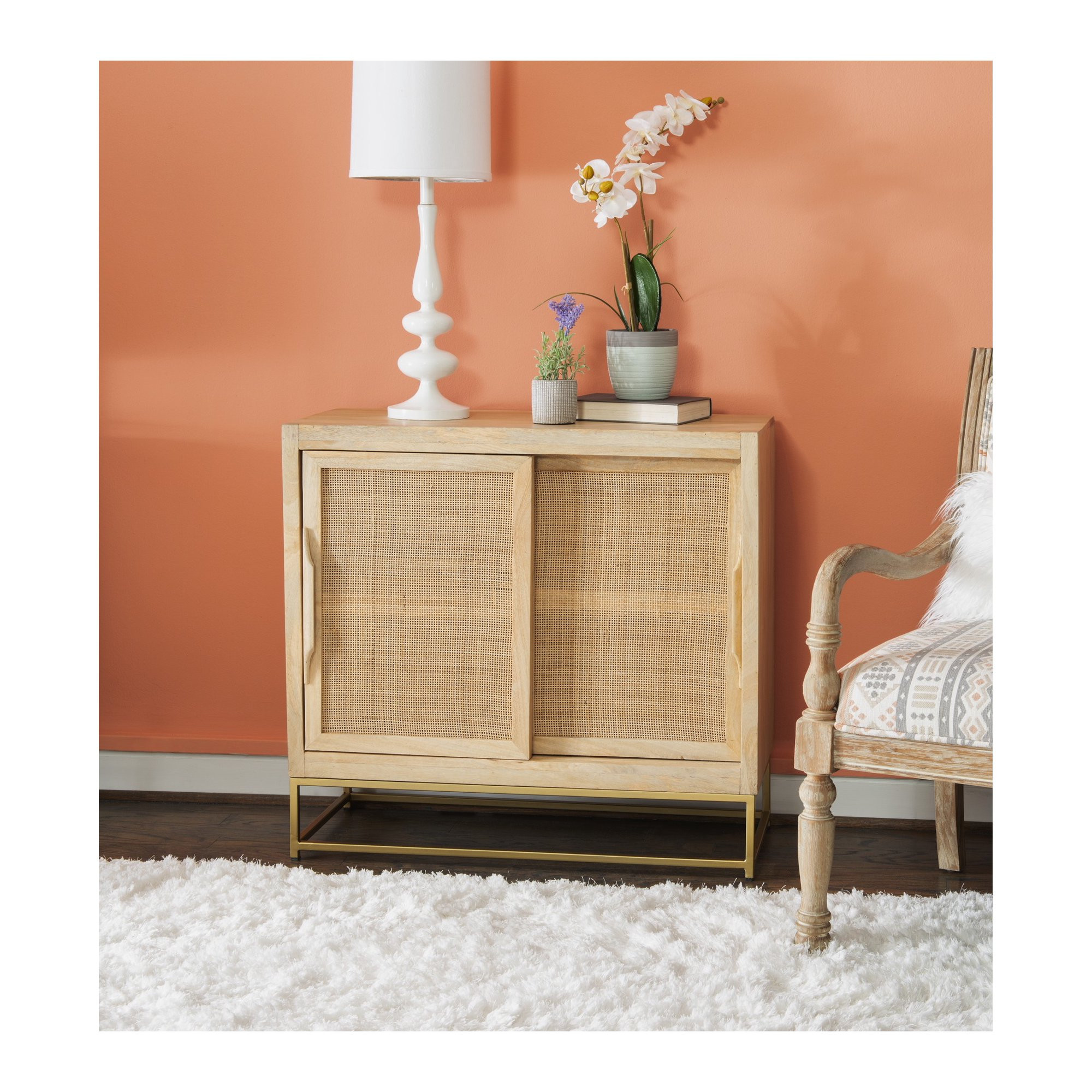 Powell Janie Rattan 2-Sliding Door Cabinet | Walmart (US)