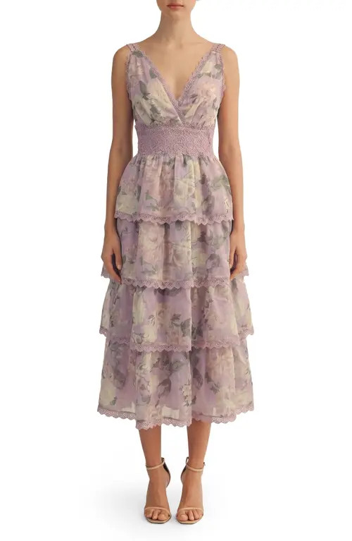 Arose Studio Sylvie Layered Ruffle Sleeveless Maxi Dress in Lavender at Nordstrom, Size Large | Nordstrom