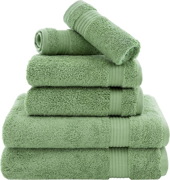 Cotton Paradise Towel Set of 6, 2 Bath Towels, 2 Hand Towels and 2 Washcloths Towels for Bathroom... | Amazon (US)