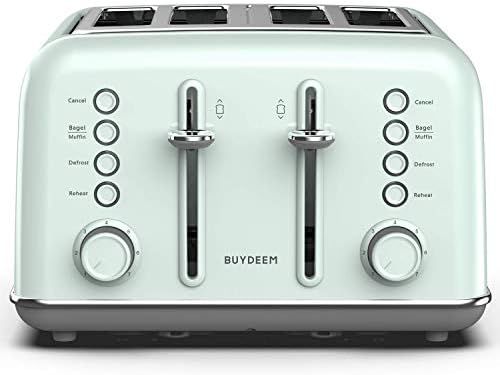 BUYDEEM DT-6B83 4-Slice Toaster, Extra Wide Slots, Retro Stainless Steel with High Lift Lever, Ba... | Amazon (US)