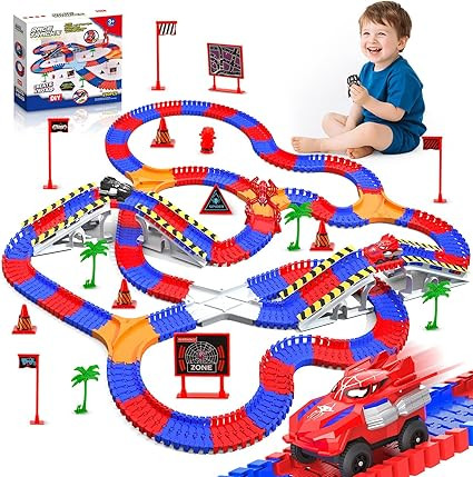 Spider Toys 250 PCS Race Car Track for Kids Ages 3-6 with 2 Cool Monster Car, Toddler Car Tracks ... | Amazon (US)