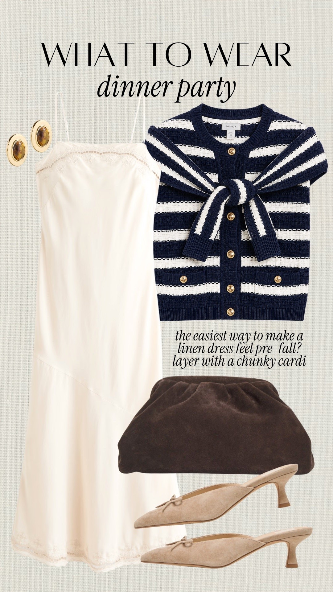 Transitional outfit idea for a dinner party or date night! Throw a chunky cardigan over your favorite summer dress

#LTKSeasonal #LTKootd