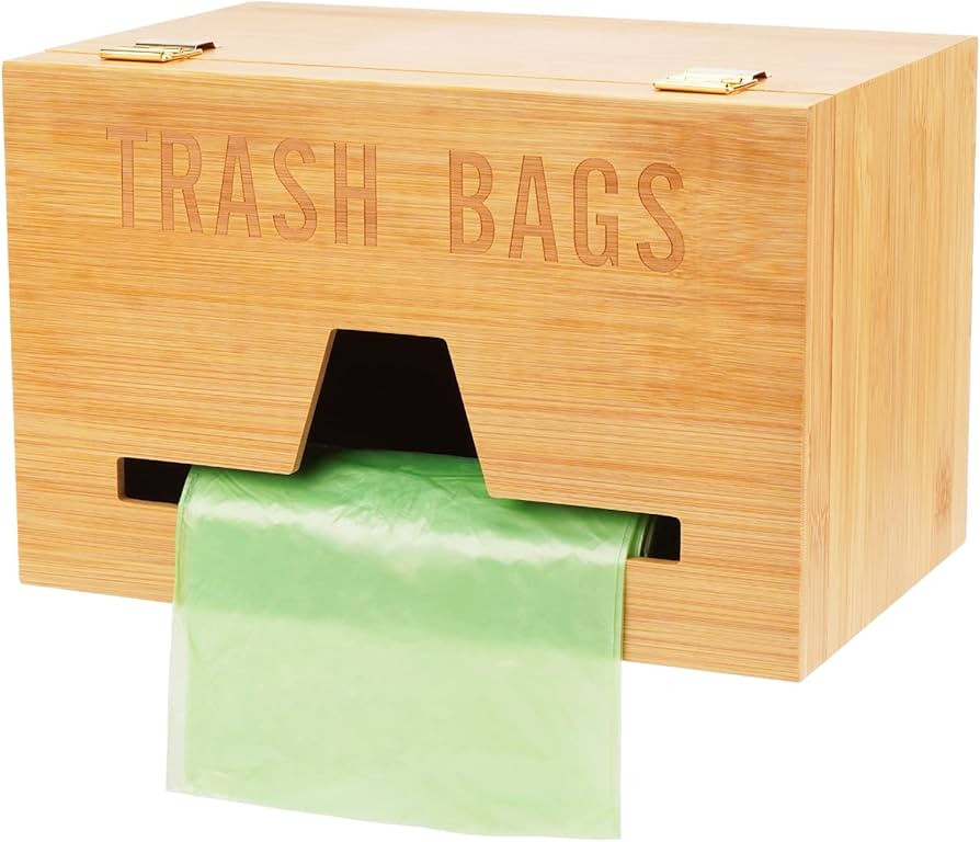 Trash Bag Dispenser For Plastic Bags, Garbage Bag Organizer Roll Holder Under Sink, Bamboo Wall M... | Amazon (US)