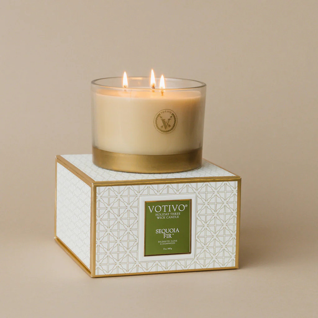 Holiday 3 Wick Candle-Sequoia Fir | Votivo