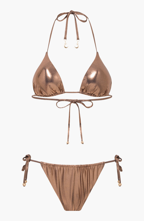 Luna B ICON BIKINI in Metallic Copper at Nordstrom, Size X-Small | Nordstrom