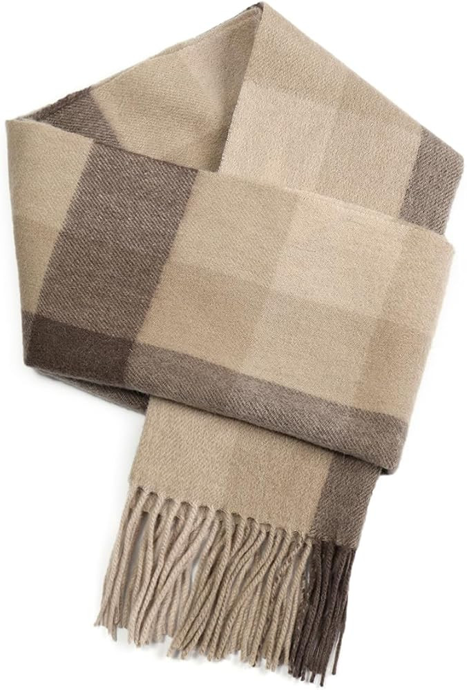 Winter Wool Plaid Scarf for Men,Women Fashion Tartan Wrap Checkered Scarves | Amazon (US)