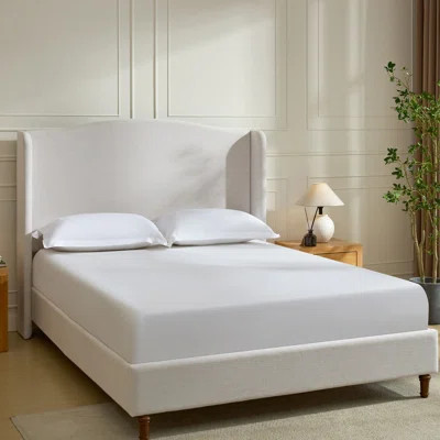 Hannah Classic Upholstered Wingback Bed with Textured Ivory Fabric and Clean Lines | Wayfair North America