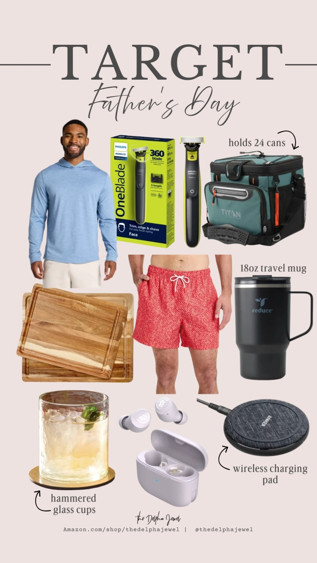 @Target Father's Day gift guide🧢

Hammered glass cups, cordless power station, insulated mug, Bluetooth wireless earbuds, Acacia cutting board, norelco trimmer, swim trunks, Father's Day gift guide

#LTKMens