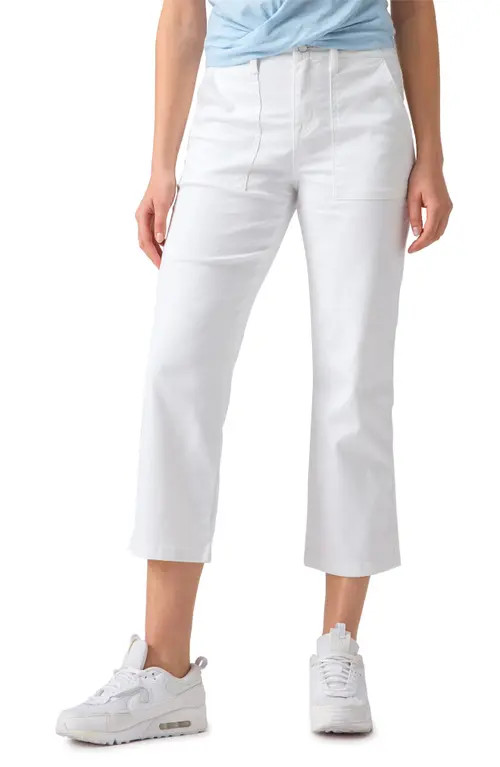 Sanctuary Vacation Crop Straight Leg Cotton Blend Pants in White at Nordstrom, Size 29 | Nordstrom
