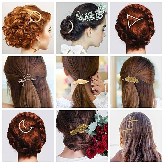 20 PCS Vintage Hair Clips Moon Triangle Circle Feather Hair Clips Metal Hair Barrettes Hair Pins ... | Amazon (US)