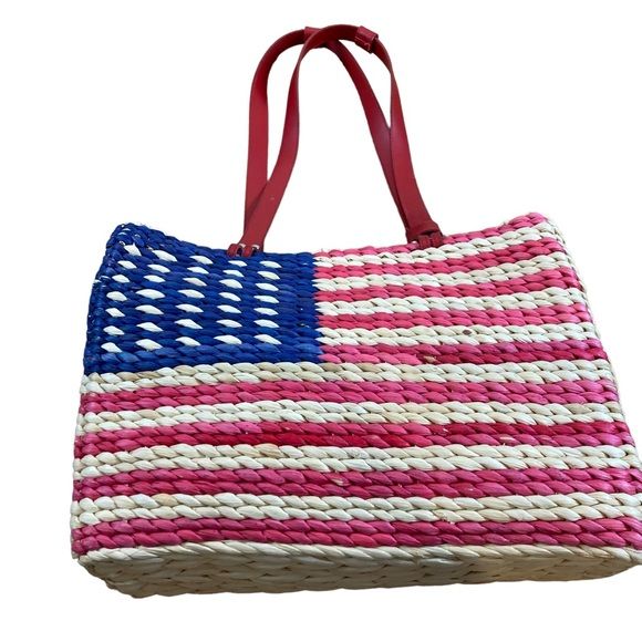 American Flag Tote Bag Woven Straw w/Coin Purse | Poshmark