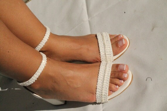 Design White Block Heel Wedding White Shoes White Bridal Shoes | Etsy | Etsy (US)