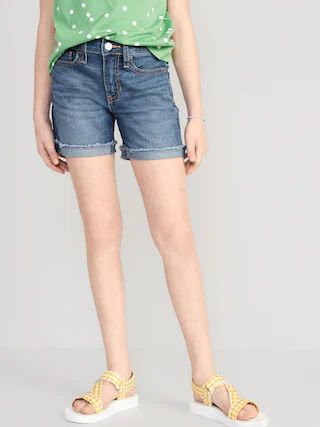 High-Waisted Roll-Cuffed Cut-Off Jean Shorts for Girls | Old Navy (US)
