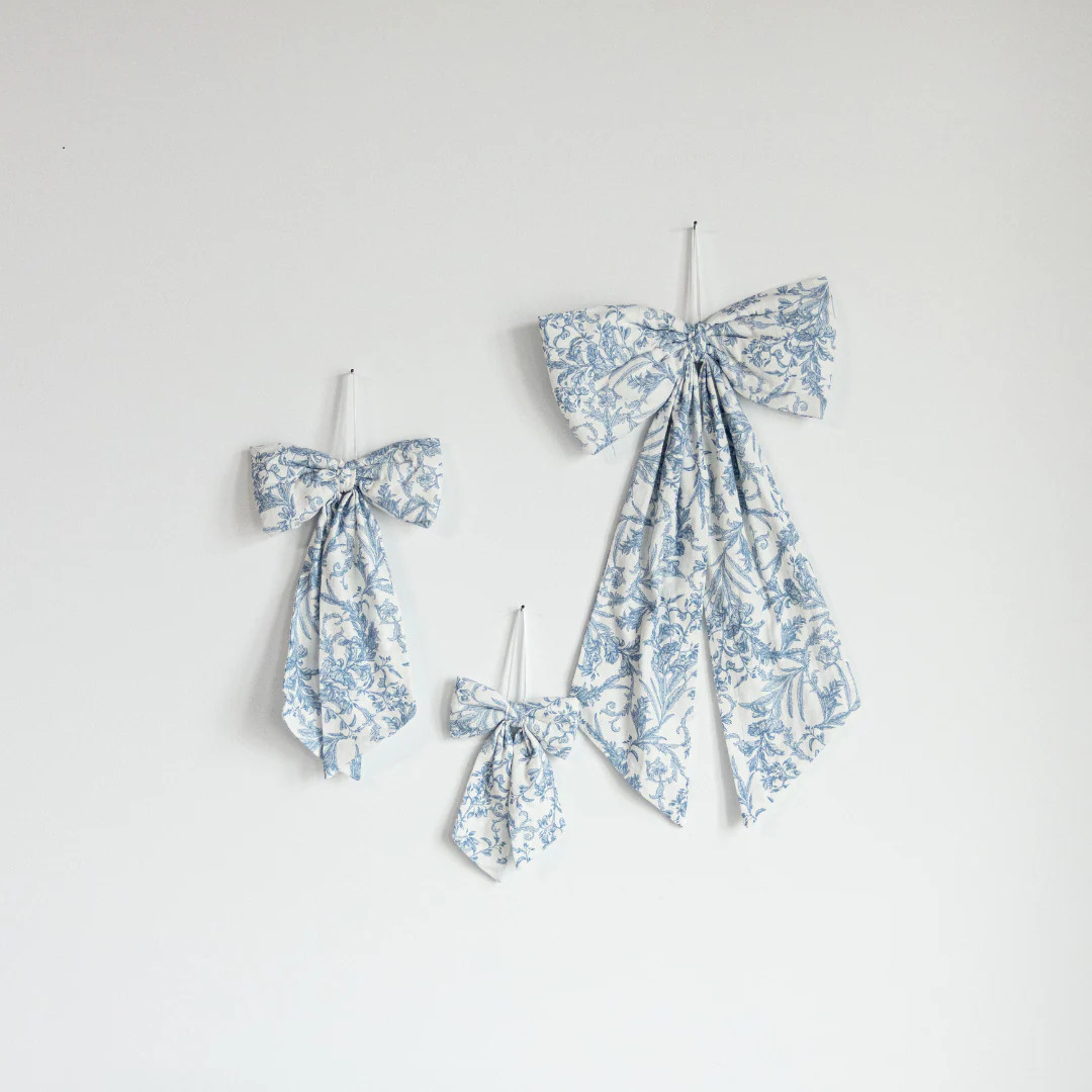Striped Baby Blue Fabric Bows | By Luxe B Co. | luxe bCO