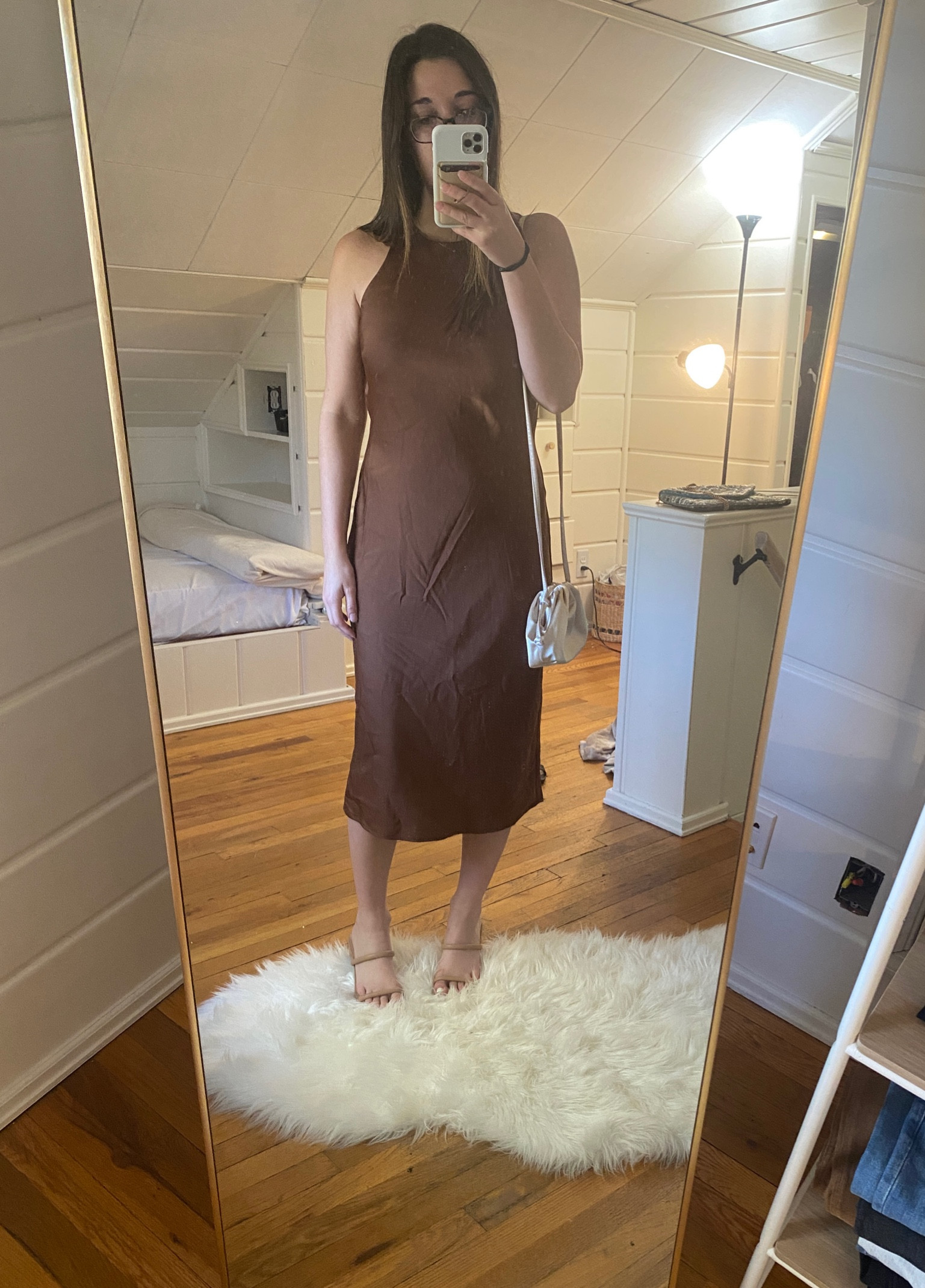 Fall wedding guest dress 

Brown satin midi dress - target - size S
Strappy tan heels - target
Beige satin crossbody purse - lulus 

#LTKwedding #LTKSeasonal #LTKfindsunder100