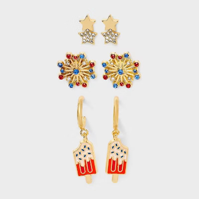 SUGARFIX by BaubleBar Americana Glow Statement Earrings - White/Red/Gold | Target