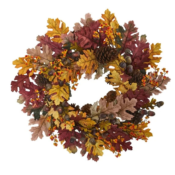 Nearly Natural Polyester Wreath, 24" (Assorted Colors) | Walmart (US)