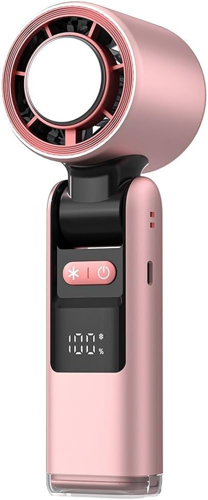 Handheld Turbo Fan with Ice Cooler Portable High Handheld Small Fan LED Display USB Rechargeable ... | Amazon (UK)