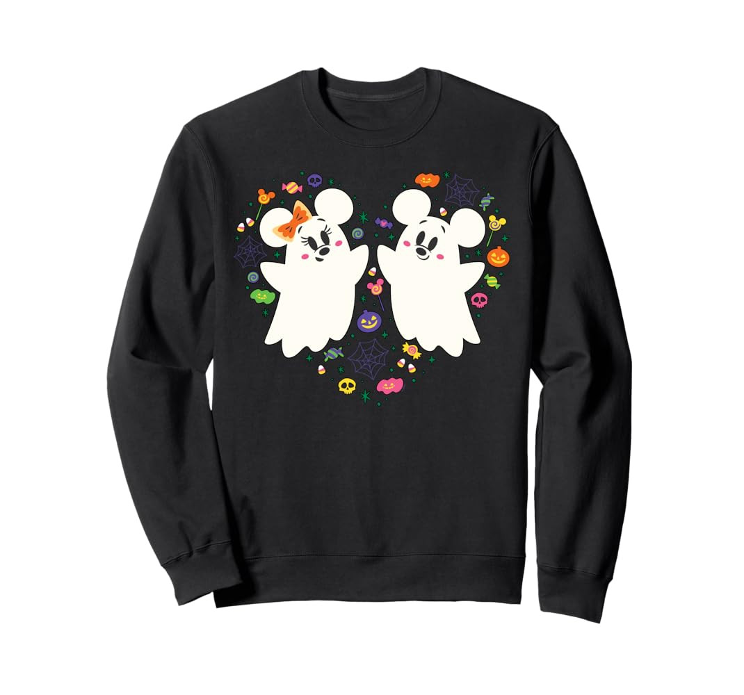 Disney Mickey and Minnie Cute Little Ghosts Halloween Heart Sweatshirt | Amazon (US)