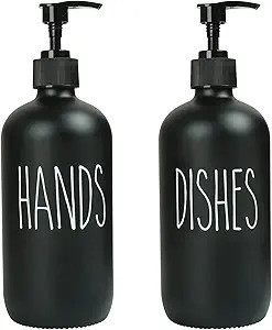 MOMEEMO Soap Dispenser Set 2 Pack, Contains Dish Soap and Hand Soap Dispenser with Black Plastic ... | Amazon (US)