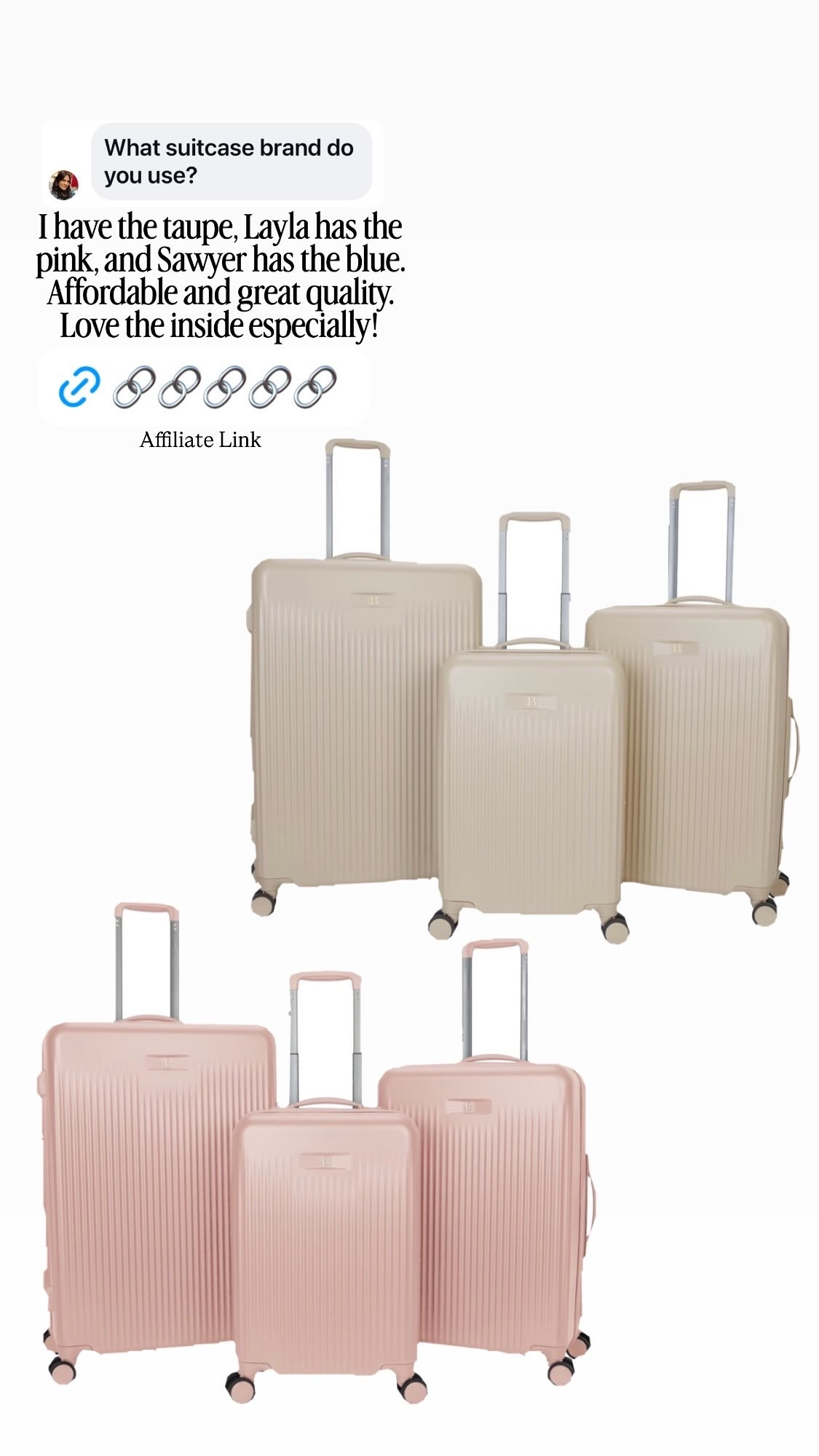 I have the taupe, Layla has the pink, and Sawyer has the blue. Affordable and great quality. Love the inside especially! Beautiful by Drew Barrymore at Walmart

#LTKCon #LTKTravel #LTKHome