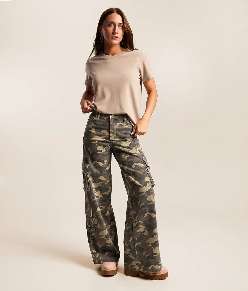 Sloane Camo Ultra Wide Leg Cargo Stretch Jean | Buckle