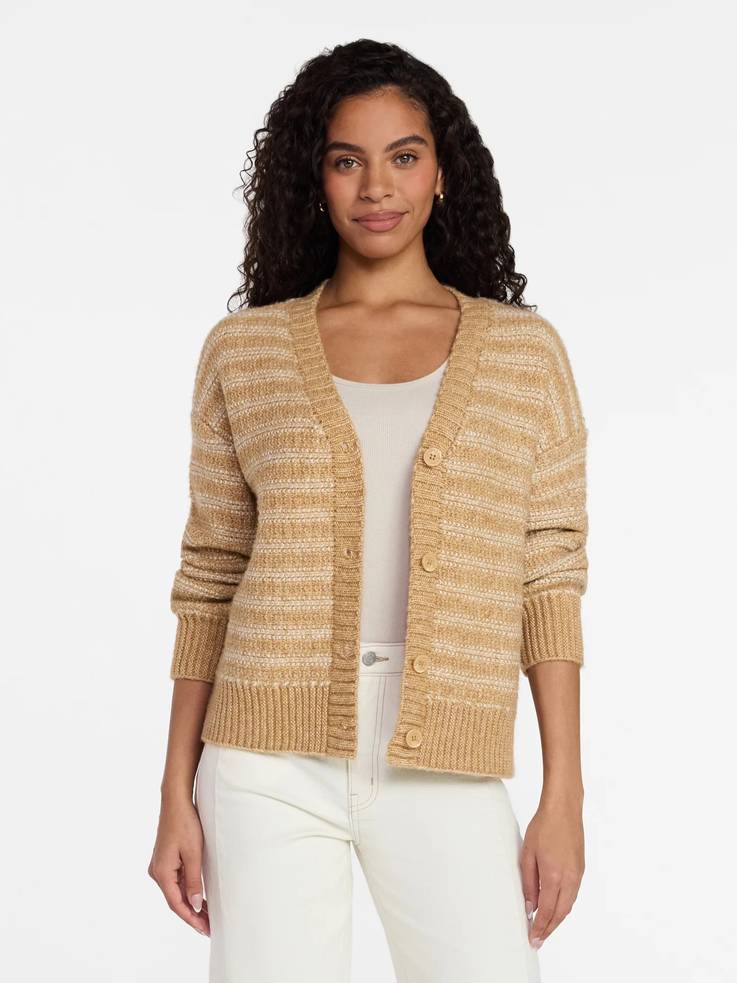 Time and Tru Women's Striped Cardigan Sweater, Midweight, Sizes XS-XXXL | Walmart (US)