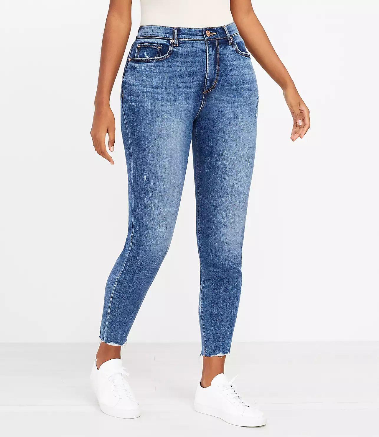 The Curvy Fresh Cut High Waist Skinny Ankle Jean in Authentic Mid Vintage Wash | LOFT