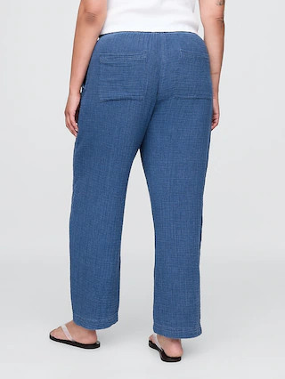 Crinkle Gauze Denim Easy Barrel Pants | Gap (US)