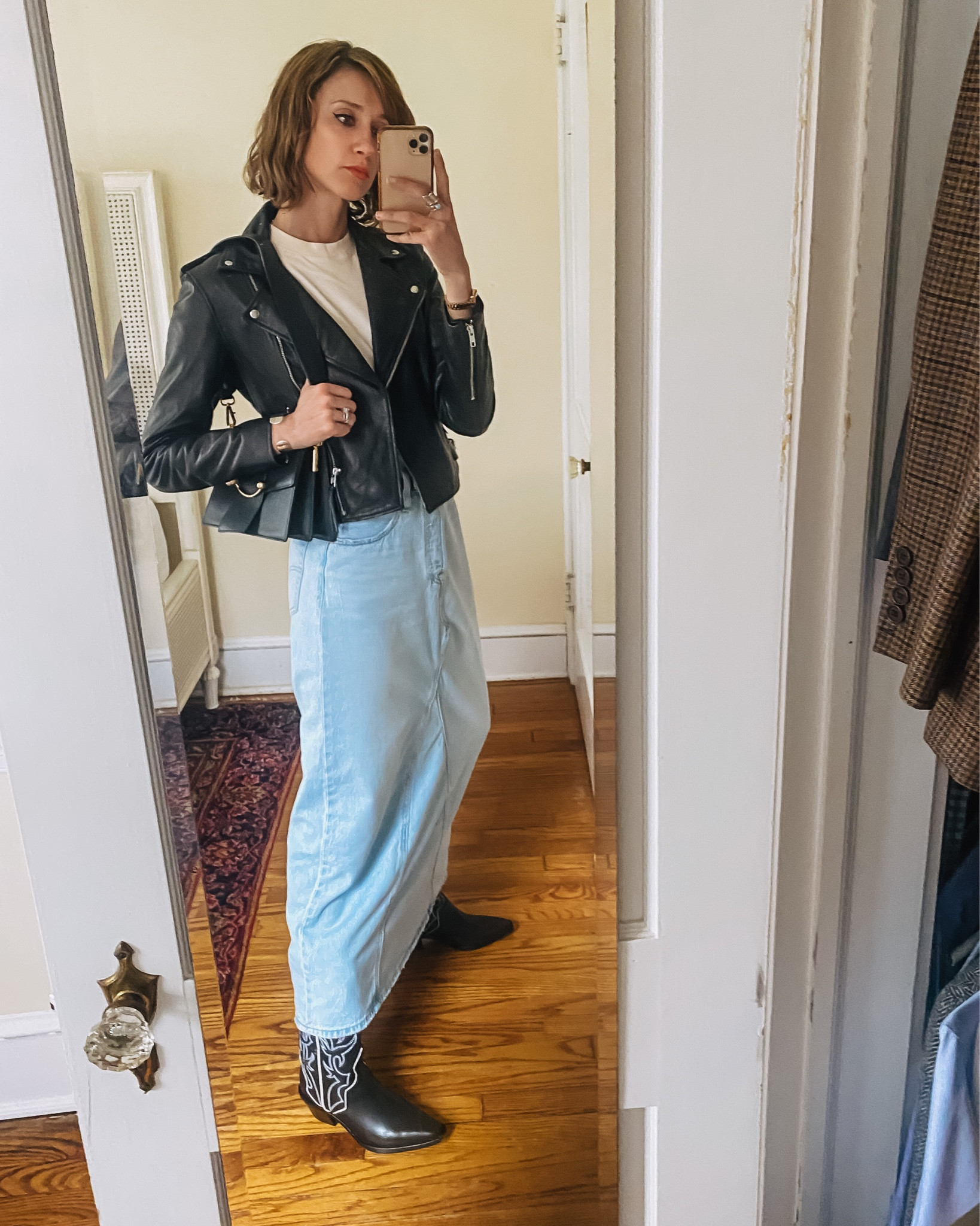 A leather jacket & long jean skirt are a killer combo for date night! 

#LTKSeasonal #LTKFestival #LTKstyletip