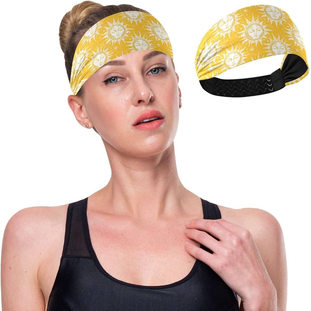 Yellow Sun Sport Headbands Non Slip Breathable Sweatbands for Women Yoga Running Outdoor Sports T... | Amazon (US)