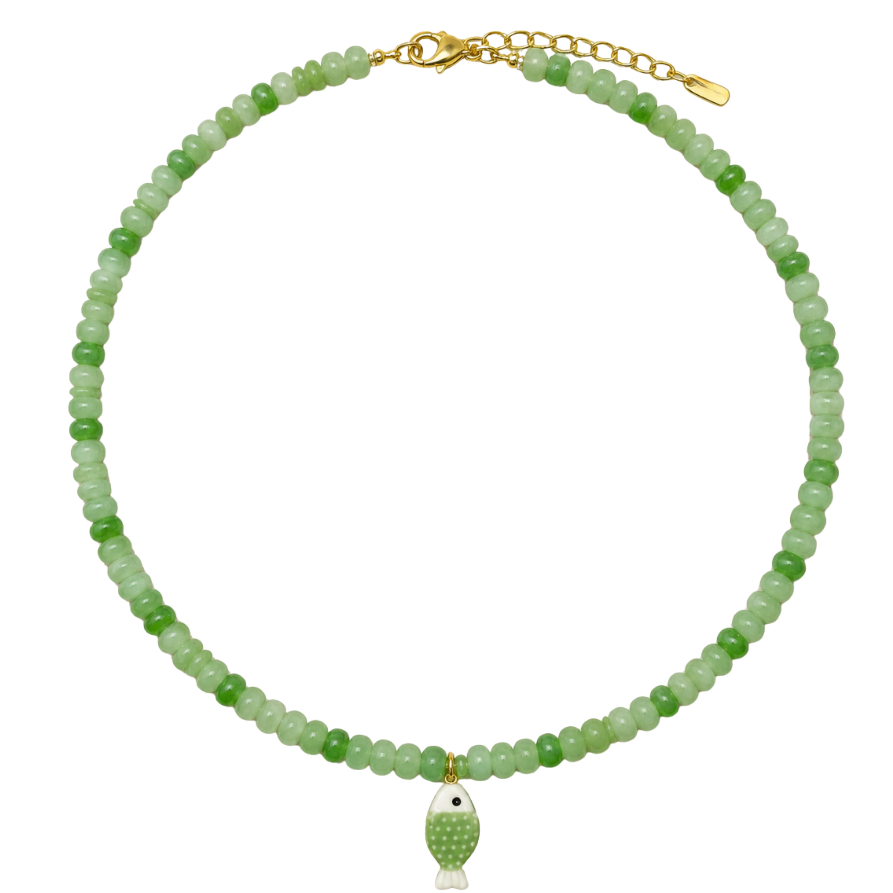 Olive Fish Beaded Necklace | Logan Tay