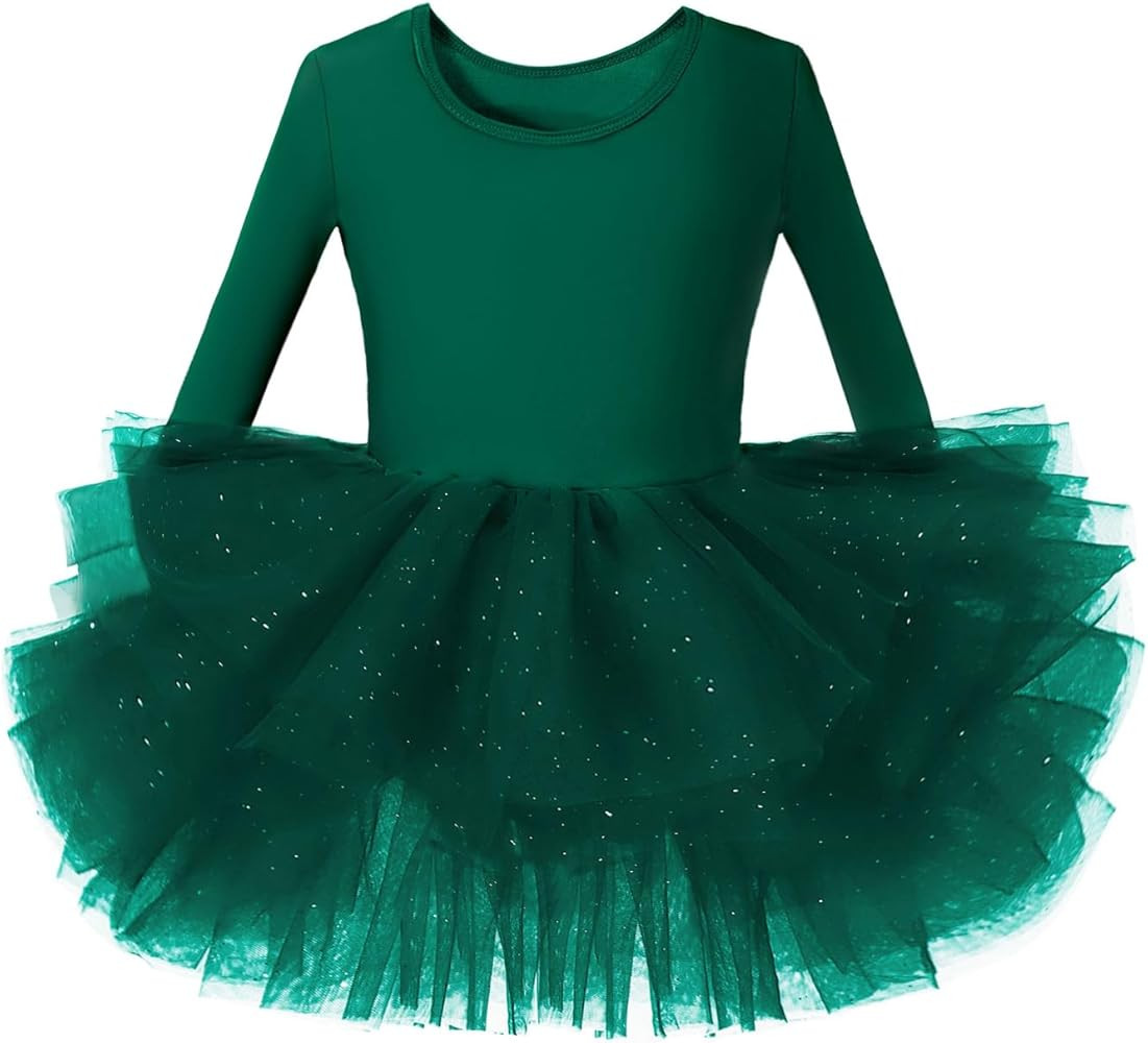 Toddler Girls Ballet Tutu Dresses Long Sleeve Sequin Tulle Ballerina Outfits Dance Leotards | Amazon (US)