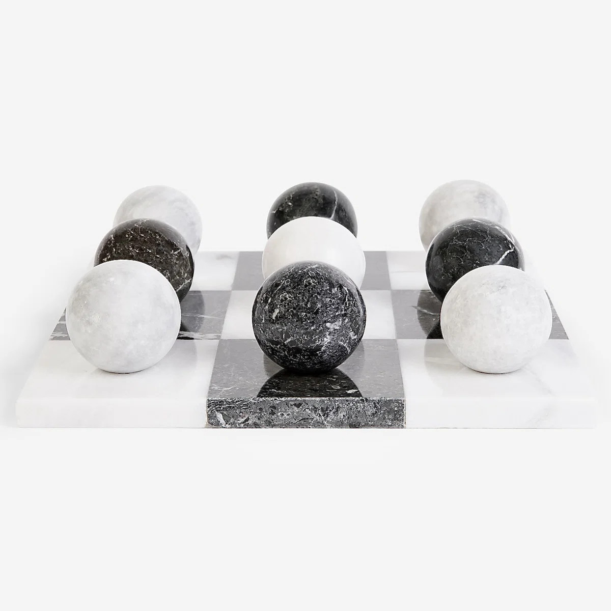 Monochrome Marble Tic Tac Toe Set | Round Marble Tic Tac Toe Game Set With Sphere Pieces | Wayfair North America