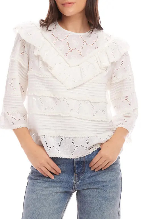 FIFTEEN TWENTY Flora Eyelet Top in Off White at Nordstrom, Size Small | Nordstrom