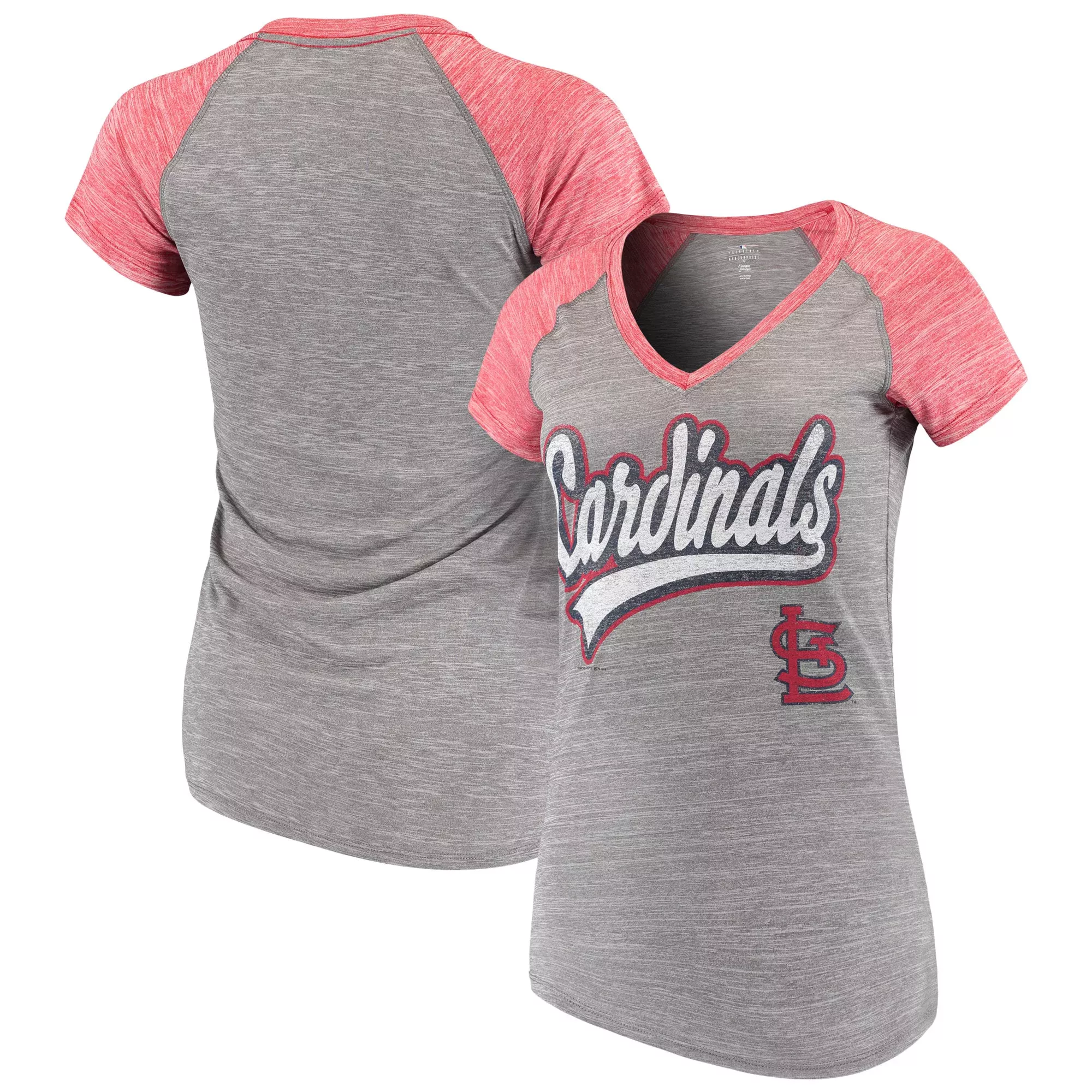 St. Louis Cardinals New Era Women's Raglan V-Neck T-Shirt - Red