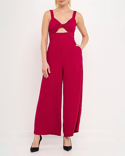 Endless Rose Soft Touch Plisse Twist Jumpsuit | Express