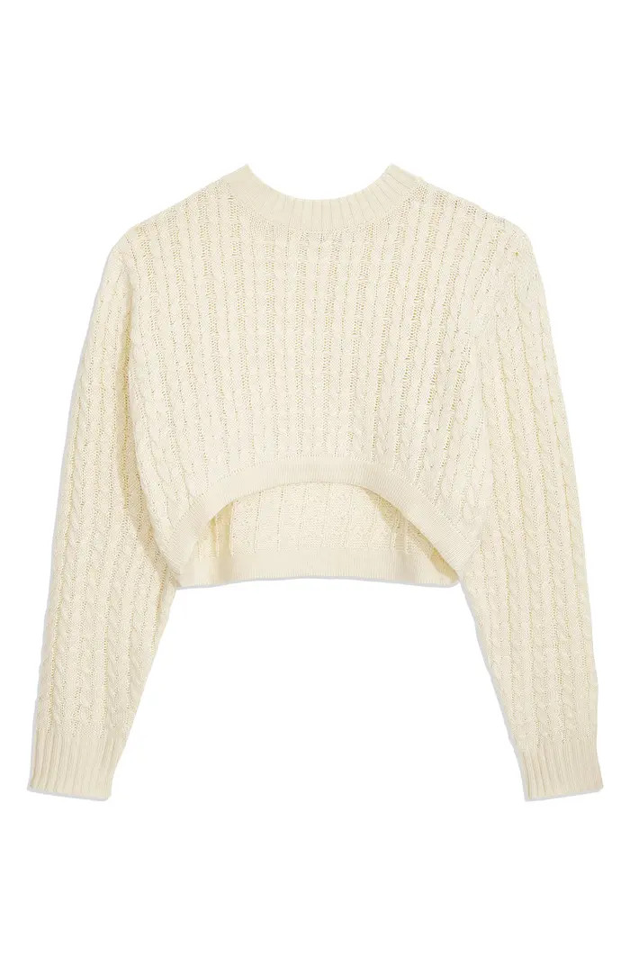 WEWOREWHAT Cable Knit Crop Pullover Sweater | Nordstromrack | Nordstrom Rack