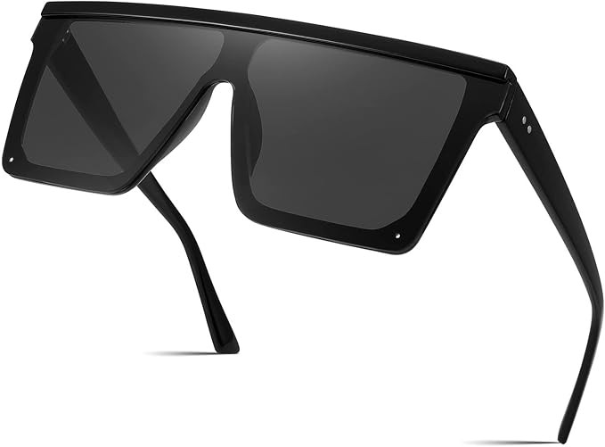 FEISEDY Women Men Flat Top Shield Sunglasses Oversized Square Rimless Shades UV400 B2470 | Amazon (US)