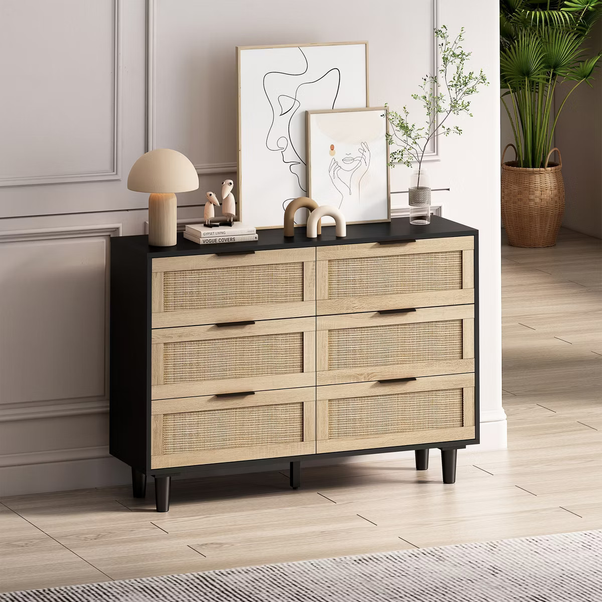 43.31" 6-Drawer Rattan Storage Cabinet for Living Room and Bedroom - ModernLuxe | Target