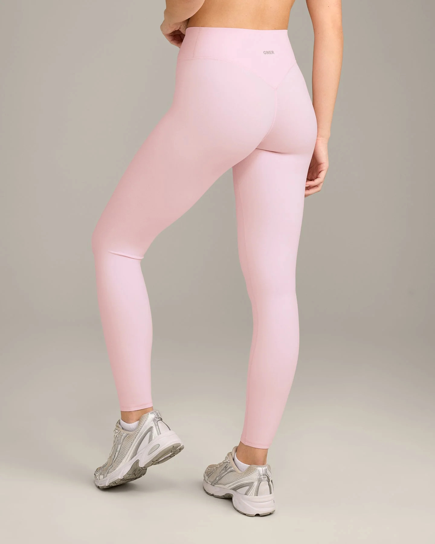 SoftMotion™ High Waisted Leggings with Grey Logo 
 Soft Girl Pink | Oner Active (UK / US)