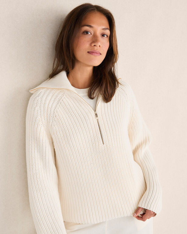 Cotton Shaker Stitch Half-Zip Pullover | Haven Well Within