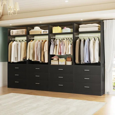 Freestanding 96" Closet System With 12 Wood Drawers | Wayfair North America