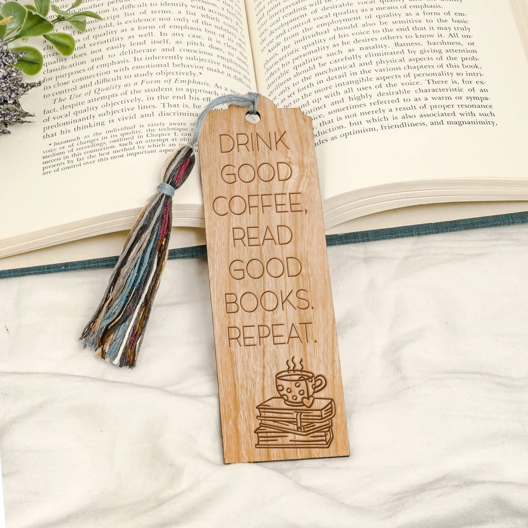 READ GOOD BOOKS Wooden Bookmark - Book And Coffee Lover Gift - Book Accessory | Etsy (US)
