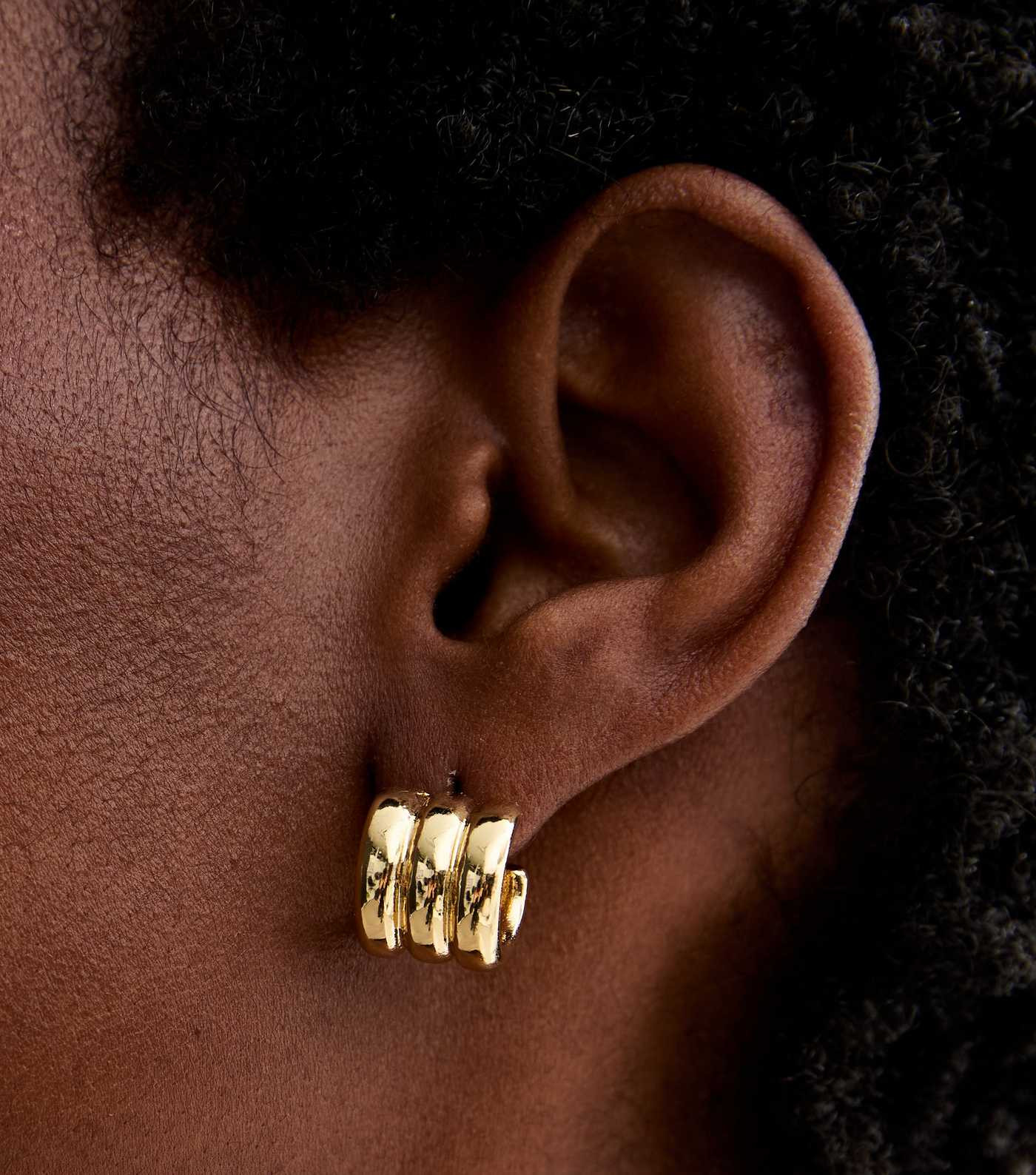 18ct Gold Plated Mini Triple Tube Earrings | New Look | New Look (UK)
